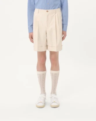 Bermudashorts i bomullscanvas med mansjetter