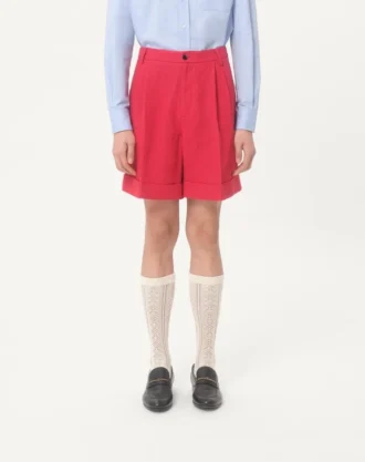 Bermudashorts i lin med mansjetter