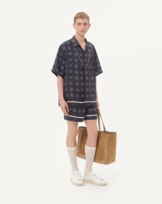 Bermudashorts i silketwill med Opticool-print over hele