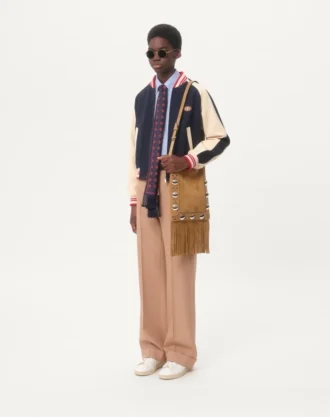 Bomulls- og ullbomberjakke med VLogo og Le Chat De La Maison-lapp