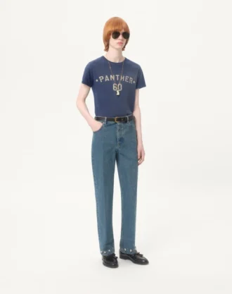 Bomulls-T-skjorte med Chez Valentino-trykk og lapp