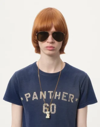 Bomulls-T-skjorte med Chez Valentino-trykk og lapp