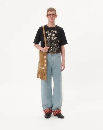 Bomulls-T-skjorte med Le Chat De La Maison-trykk