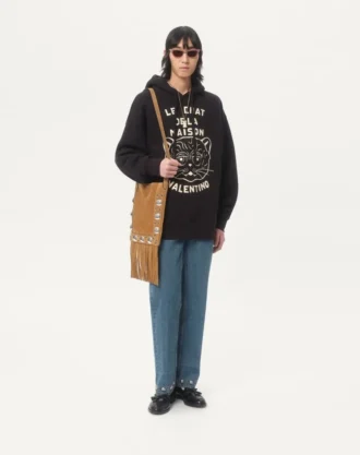 Bomullssweatshirt med Le Chat De La Maison-lapp