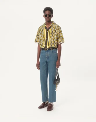 Bowling-skjorte i bomullspoplin med Bulles Royales-trykk