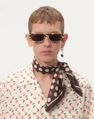 Bowling-skjorte i bomullspoplin med Cherryfic-trykk