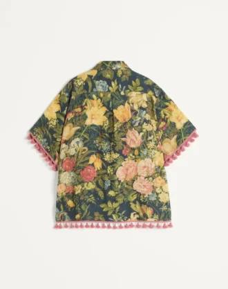 Bowlingskjorte i lin med Apres L’Hiver-trykk