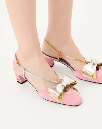 Bowow slingback-pumps i moiré-stoff 45 mm