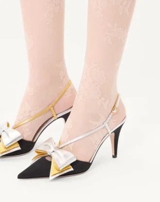 Bowow slingback-pumps i moiré-stoff 85 mm