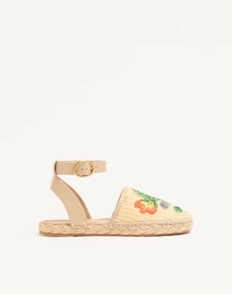 Bribri Raffia Sandal med blomsterbroderi