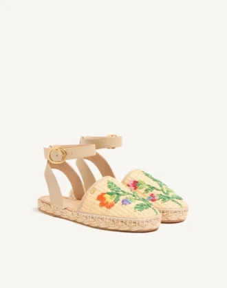 Bribri Raffia Sandal med blomsterbroderi