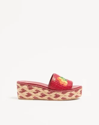 Bribri Raffia Wedge Slide med blomsterbroderi 65 mm