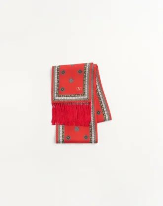 Chamber silke bandeau-skjerf med frynser