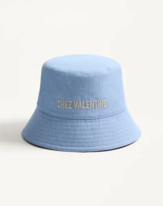 Chez Valentino denim-bøttehatt med broderi