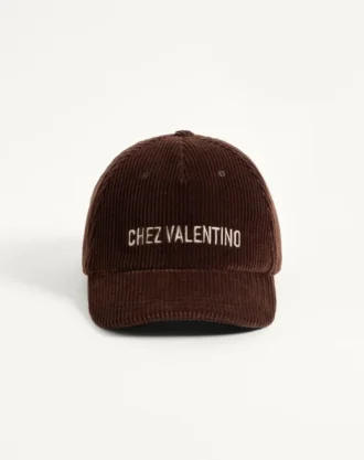 Chez Valentino fløyelsbaseballcap med broderi