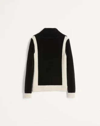 Chez Valentino turtleneck-genser i chenille med glidelås og patch