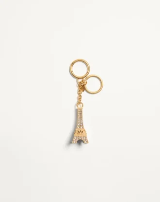 Chez Valentino veskeanheng med nøkkelring i metall, emalje og krystaller