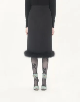 Crepe Couture-skjørt med fjær