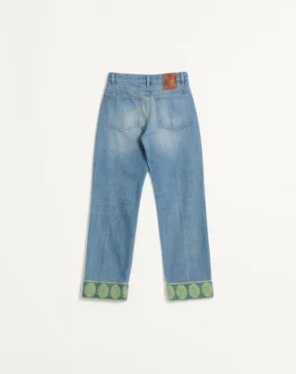 Denimbukser med jacquardkanter