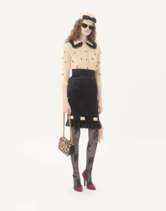 Dobbel sateng midi-skjørt