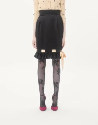 Dobbel sateng midi-skjørt