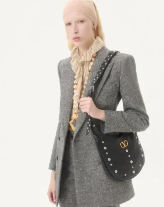 Dobbeltspent blazer i natté-vevd stoff med knapper