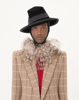 Dobbeltspent ullblazer med vindusrute-mønster