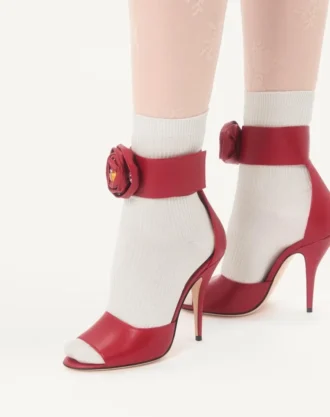 Drip Rose sandaler i kidskinn med krystaller 105 mm