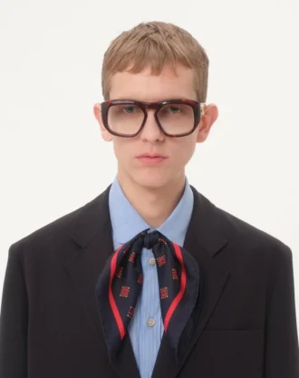 Enkeltradet jakke i ull og bomull med jacquard-trim