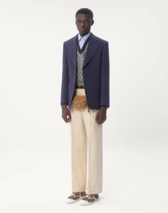 Enkeltradet jakke i ullgabardin