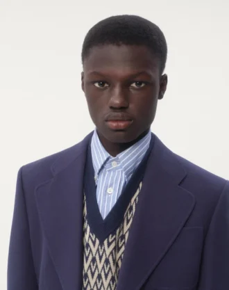 Enkeltradet jakke i ullgabardin