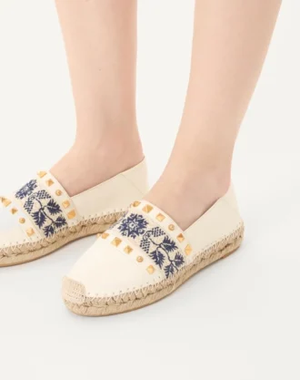 Espadrille i nappa med broderi av druer 20 mm