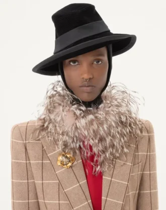 Fleur Lumineuse-brosje i metall og stoff