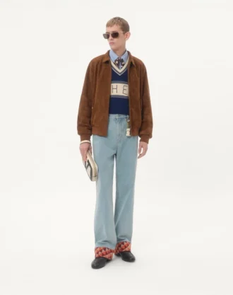 Genser i ull og bomull med Chez Valentino-jacquardmønster