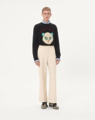 Genser i ull og bomull med Le Chat De La Maison-lapp