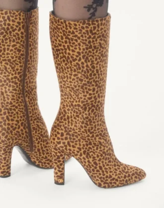 Hotty støvler i kalveskinn med ponnieffekt 100 mm