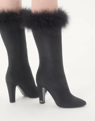 Hotty støvler i shantung-stoff med fjær 100 mm