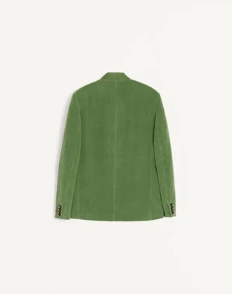 Jakke i bomullsfløyel og vasket lin med mandarinkrage