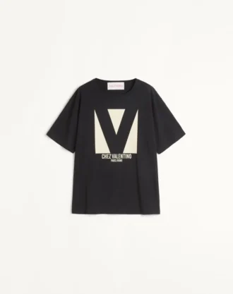 Jersey-bomulls-T-skjorte med Chez Valentino-trykk