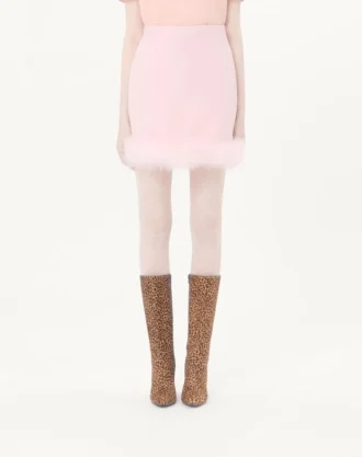 Kort crepe couture-skjørt med fjær