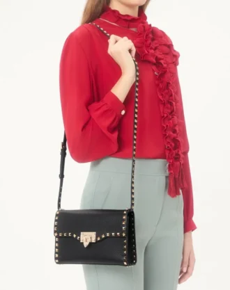 Liten Rockstud-veske i kornet kalveskinn