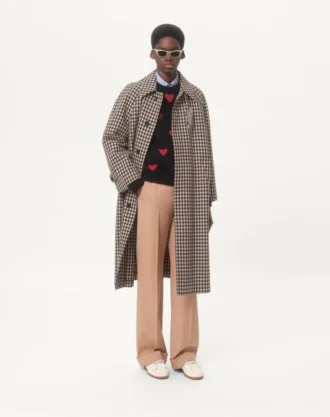 Mohairull- og lurexgenser med hjertejacquardmønster