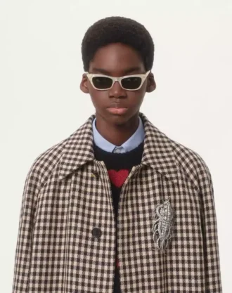 Mohairull- og lurexgenser med hjertejacquardmønster