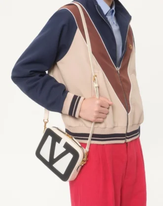 Nylonsweatshirt med glidelås og VLogo-patch