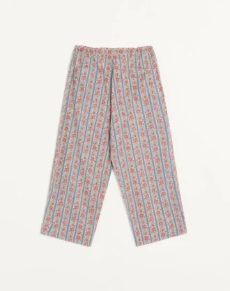 Pyjamasbukser i bomullsmusselin med Voyage Imaginaire-trykk