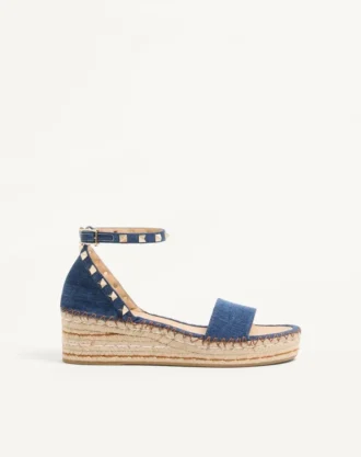 Rockstud Double Flatform Sandal i denim 55 mm