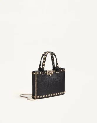 Rockstud Mini Shopping Bag i kornet kalveskinn