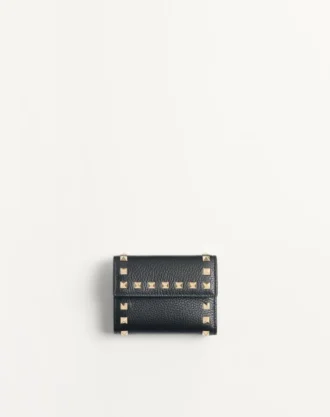 Rockstud Trifold Wallet i kornet kalveskinn