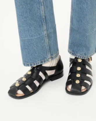 Studshield Fisherman-sandaler i kalveskinn