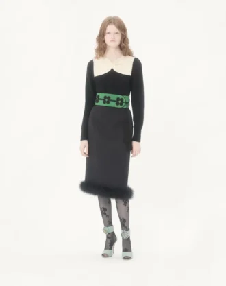 Crepe Couture-skjørt med fjær